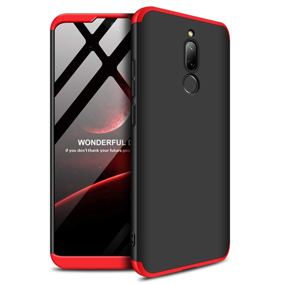 Microsonic Xiaomi Redmi 8 Kılıf Double Dip 360 Protective Siyah Kırmızı 1