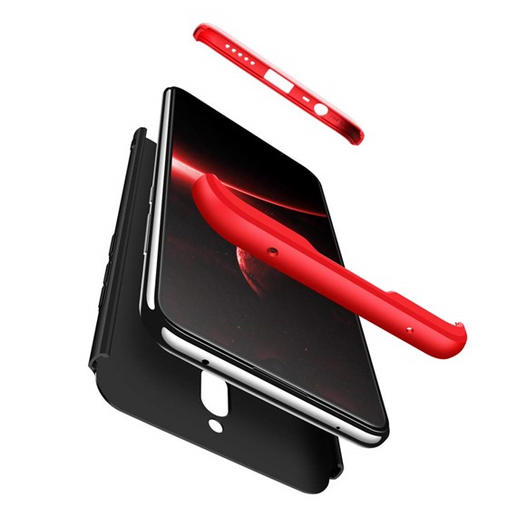 Microsonic Xiaomi Redmi 8 Kılıf Double Dip 360 Protective Siyah Kırmızı 3