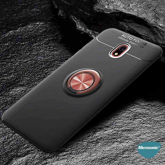 Microsonic Xiaomi Redmi 8A Kılıf Kickstand Ring Holder Siyah 4