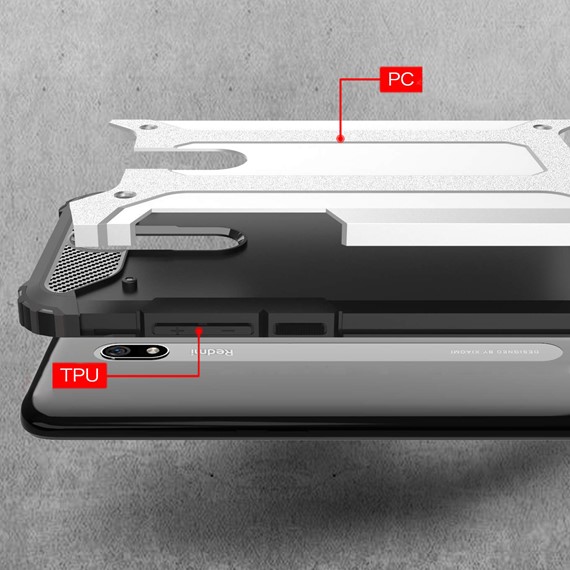 Microsonic Xiaomi Redmi 8A Kılıf Rugged Armor Gümüş 5