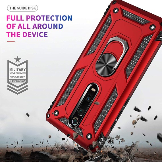 Microsonic Xiaomi Redmi K20 Kılıf Military Ring Holder Kırmızı 4