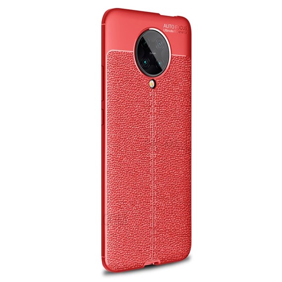 Microsonic Xiaomi Redmi K30 Pro Kılıf Deri Dokulu Silikon Kırmızı 2