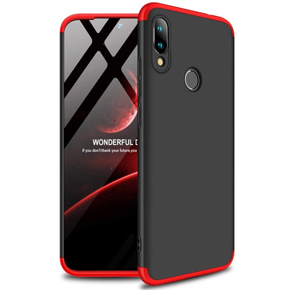 Microsonic Xiaomi Redmi Note 7 Pro Kılıf Double Dip 360 Protective Siyah Kırmızı 1