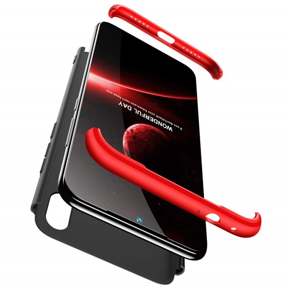 Microsonic Xiaomi Redmi Note 7 Pro Kılıf Double Dip 360 Protective Siyah Kırmızı 3