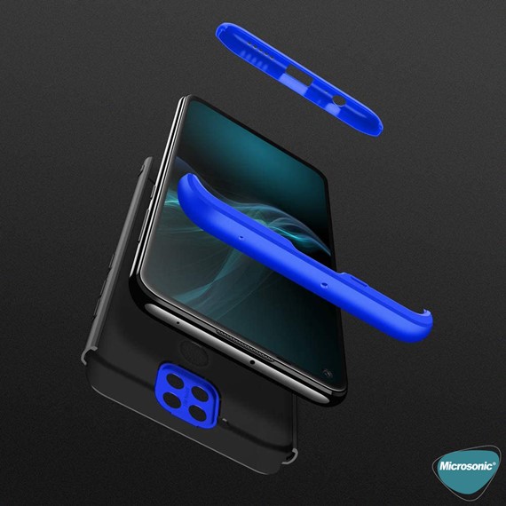 Microsonic Xiaomi Redmi Note 9 Kılıf Double Dip 360 Protective Mavi 3