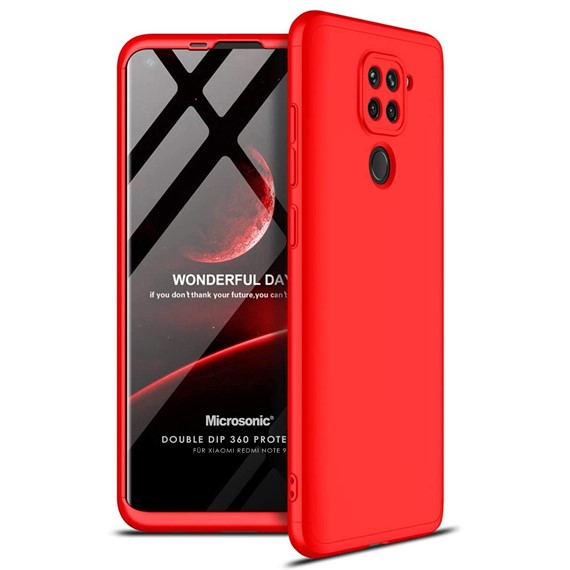 Microsonic Xiaomi Redmi Note 9 Kılıf Double Dip 360 Protective Kırmızı 1