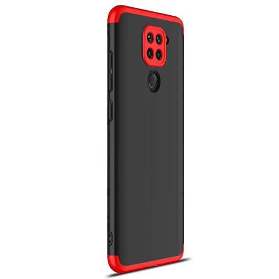 Microsonic Xiaomi Redmi Note 9 Kılıf Double Dip 360 Protective Siyah Kırmızı 2