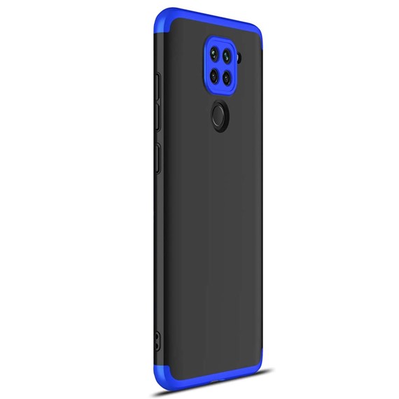 Microsonic Xiaomi Redmi Note 9 Kılıf Double Dip 360 Protective Siyah Mavi 2