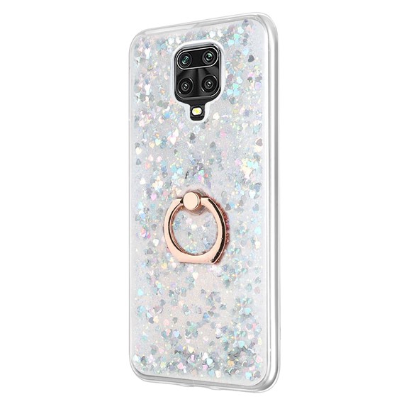 Microsonic Xiaomi Redmi Note 9S Kılıf Glitter Liquid Holder Gümüş 2