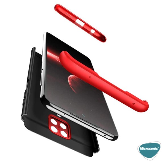 Microsonic Xiaomi Redmi Note 9 Pro Kılıf Double Dip 360 Protective Siyah Kırmızı 3