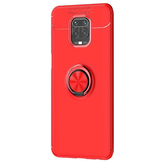 Microsonic Xiaomi Redmi Note 9 Pro Kılıf Kickstand Ring Holder Kırmızı 2