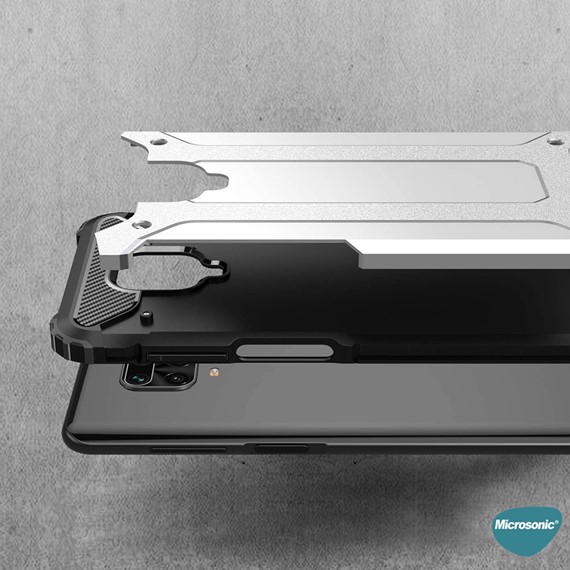Microsonic Xiaomi Redmi Note 9 Pro Kılıf Rugged Armor Gümüş 5