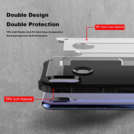 Microsonic Xiaomi Redmi Note 7 Pro Kılıf Rugged Armor Gümüş 4