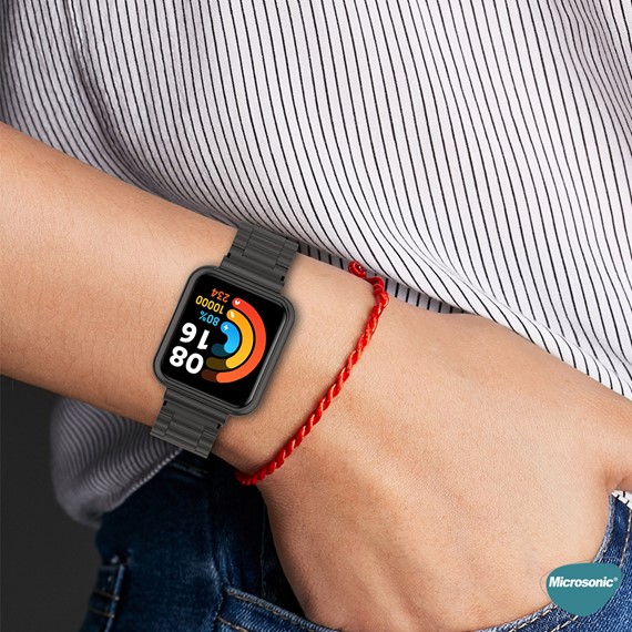 Microsonic Xiaomi Redmi Watch 2 Lite Metal Stainless Steel Kordon Siyah 3