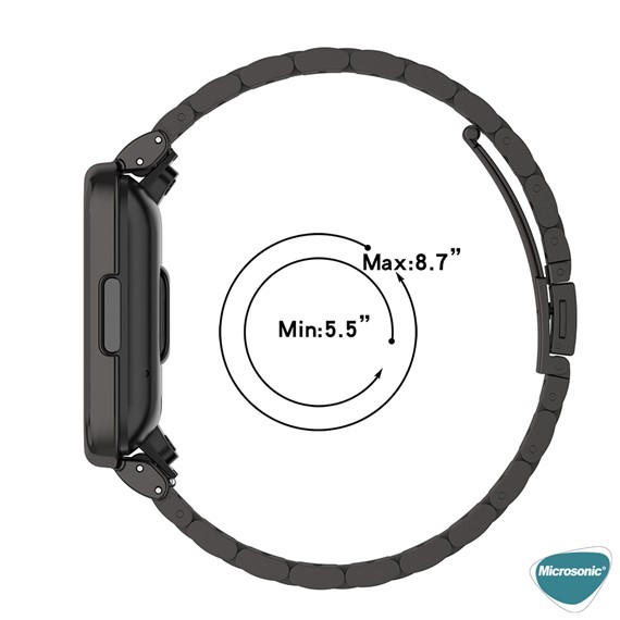Microsonic Xiaomi Redmi Watch 2 Lite Metal Stainless Steel Kordon Siyah 4