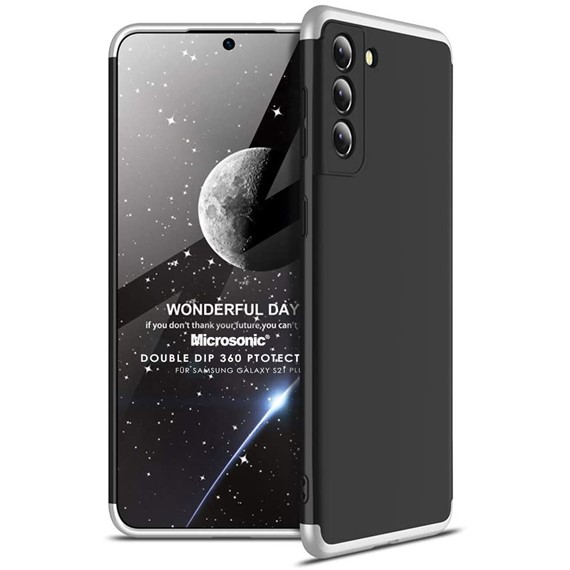 Microsonic Samsung Galaxy S21 Plus Kılıf Double Dip 360 Protective Siyah Gri 1