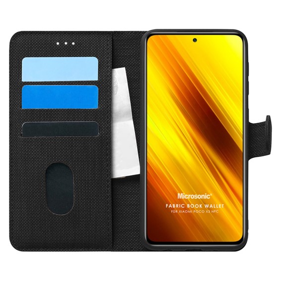 Microsonic Xiaomi Poco X3 Pro Kılıf Fabric Book Wallet Siyah 1