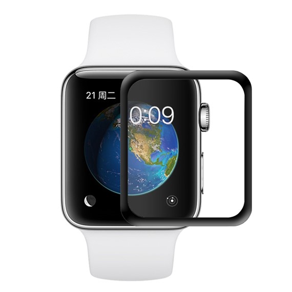 Microsonic Apple Watch Series 2 38mm 3D Kavisli Temperli Cam Full Ekran koruyucu Kırılmaz Film Siyah 1