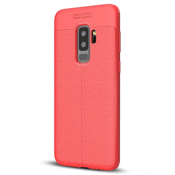 Microsonic Samsung Galaxy S9 Plus Kılıf Deri Dokulu Silikon Kırmızı 2