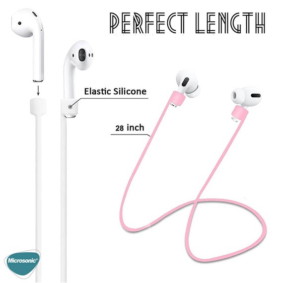 Microsonic Apple AirPods Pro Neck Rope Silicone Pembe 4