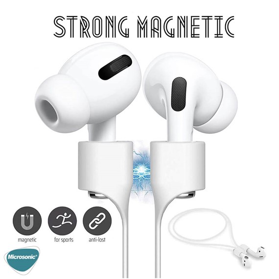 Microsonic Apple AirPods Pro Manyetik Mıknatıslı Kulaklık İpi Pembe 6