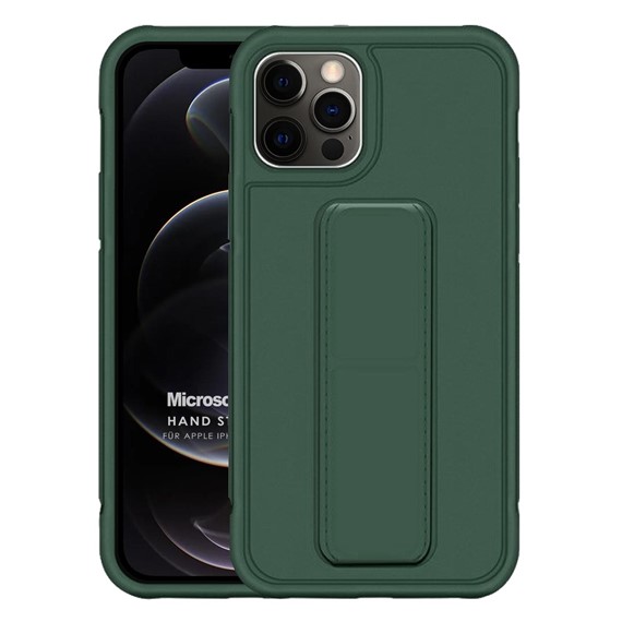 Microsonic Apple iPhone 12 Pro Max Kılıf Hand Strap Koyu Yeşil 1