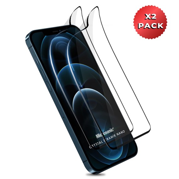 Microsonic Apple iPhone 12 Pro Crystal Seramik Nano Ekran Koruyucu Siyah 2 Adet 2