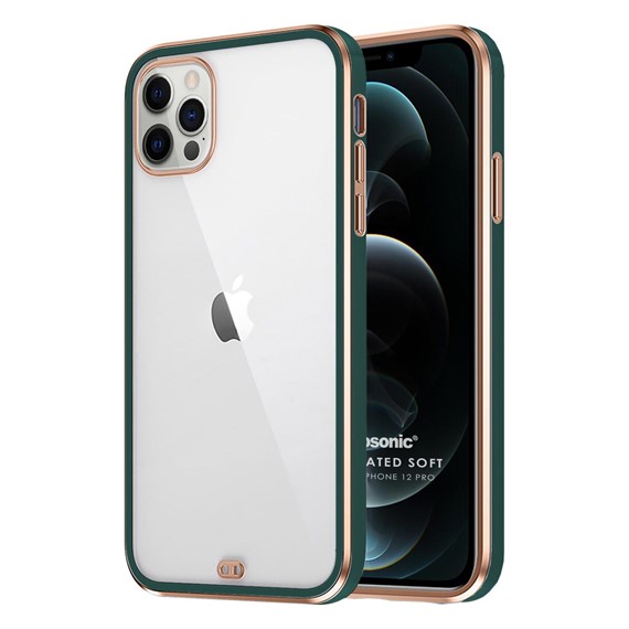 Microsonic Apple iPhone 12 Pro Kılıf Laser Plated Soft Koyu Yeşil 1
