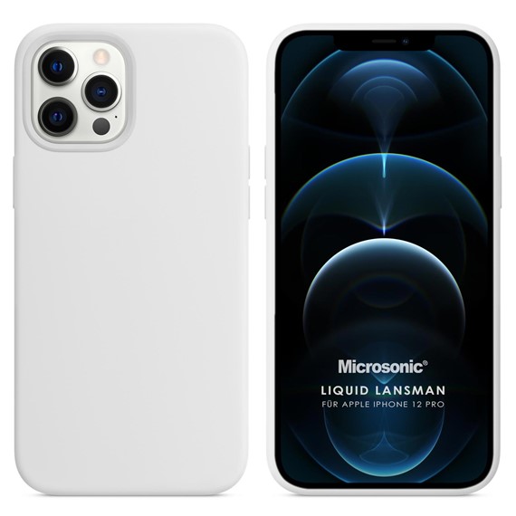 Microsonic Apple iPhone 12 Pro Kılıf Liquid Lansman Silikon Beyaz 1