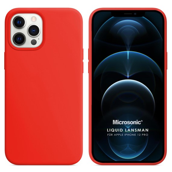 Microsonic Apple iPhone 12 Pro Kılıf Liquid Lansman Silikon Kırmızı 1