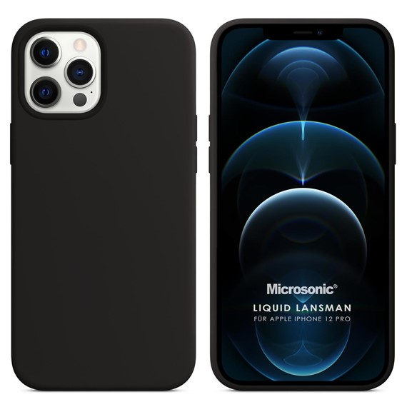 Microsonic Apple iPhone 12 Pro Kılıf Liquid Lansman Silikon Siyah 1