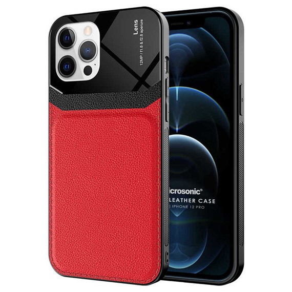 Microsonic Apple iPhone 12 Pro Kılıf Uniq Leather Kırmızı 1
