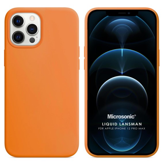 Microsonic Apple iPhone 12 Pro Max Kılıf Liquid Lansman Silikon Turuncu 1