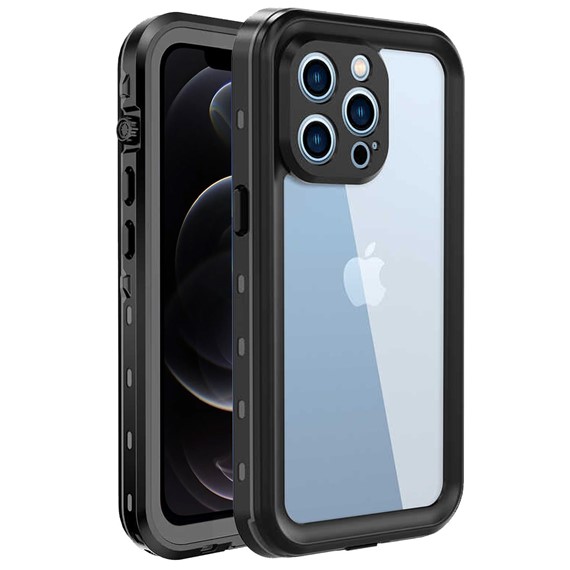 Microsonic Apple iPhone 12 Pro Max Kılıf Waterproof 360 Full Body Protective Siyah 1