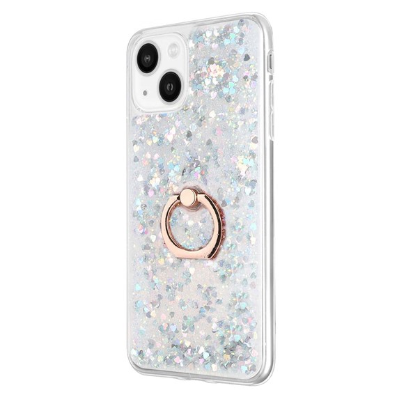 Microsonic Apple iPhone 13 Kılıf Glitter Liquid Holder Gümüş 2