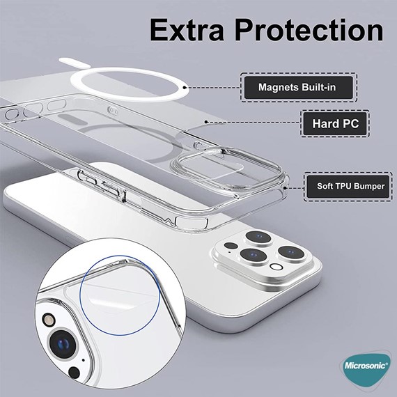 Microsonic Apple iPhone 13 Pro Max Kılıf MagSafe Clear Soft Şeffaf 3