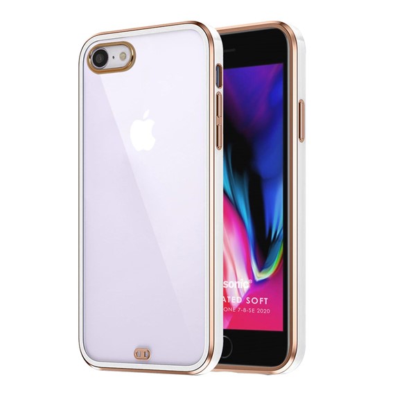 Microsonic Apple iPhone SE 2020 Kılıf Laser Plated Soft Beyaz 1