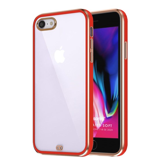 Microsonic Apple iPhone 8 Kılıf Laser Plated Soft Kırmızı 1
