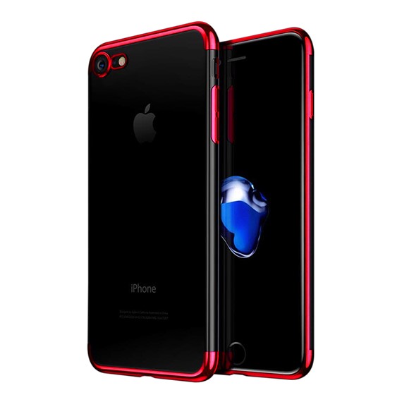 Microsonic Apple iPhone 7 Kılıf Skyfall Transparent Clear Kırmızı 1