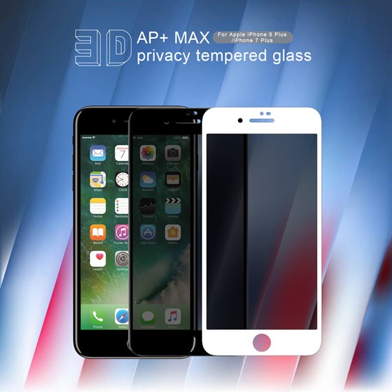 Microsonic Apple iPhone 7 Plus Privacy 5D Gizlilik Filtreli Cam Ekran Koruyucu Beyaz 5