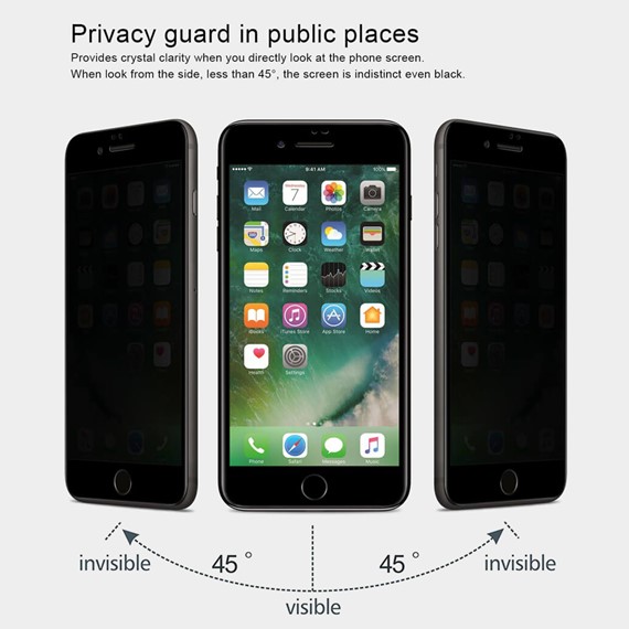 Microsonic Apple iPhone 7 Privacy 5D Gizlilik Filtreli Cam Ekran Koruyucu Siyah 2