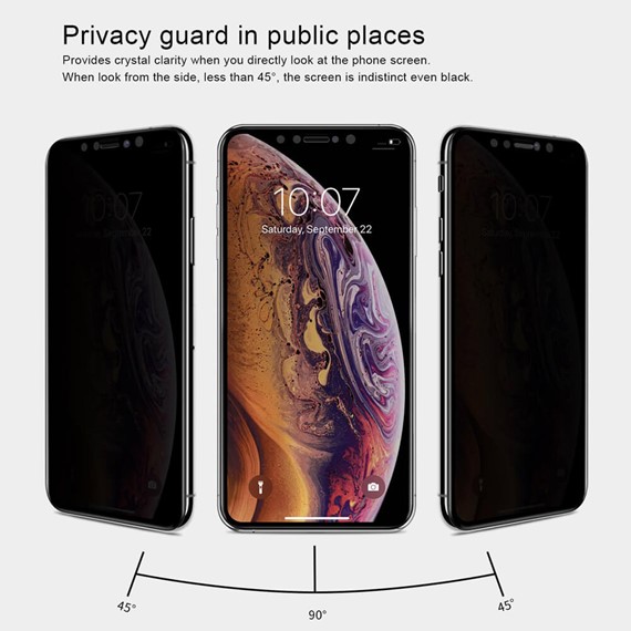 Microsonic Apple iPhone XS Max Privacy 5D Gizlilik Filtreli Cam Ekran Koruyucu Siyah 2