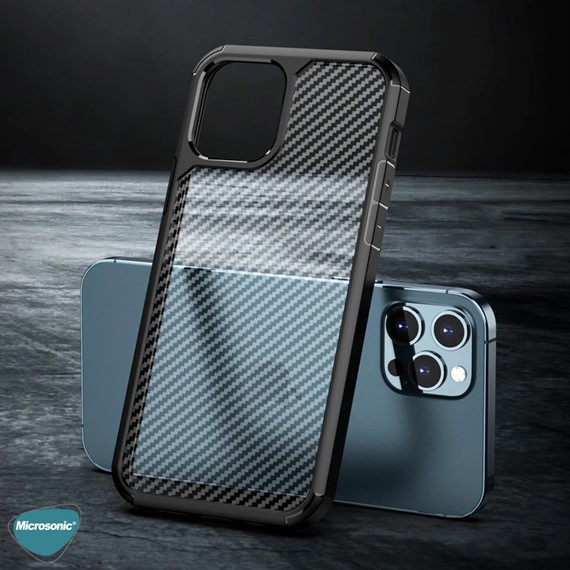 Microsonic Apple iPhone 13 Pro Max Kılıf Cast Carbon Siyah 5