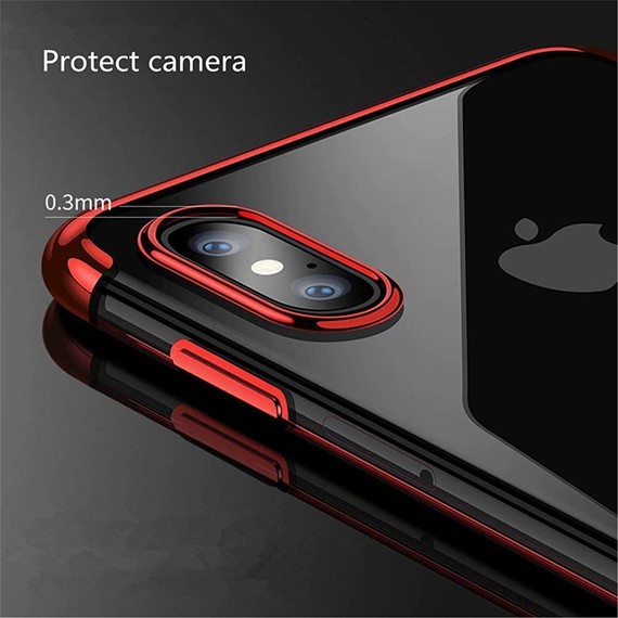 Microsonic Apple iPhone X Kılıf Skyfall Transparent Clear Kırmızı 5