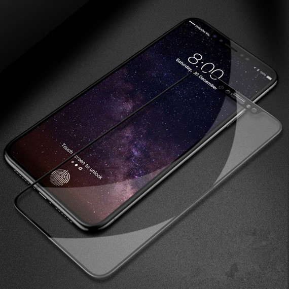 Microsonic Apple iPhone X Tam Kaplayan Temperli Cam Ekran koruyucu Kırılmaz Film Siyah 2
