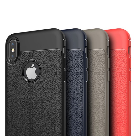 Microsonic Apple iPhone XS 5 8 Kılıf Deri Dokulu Silikon Kırmızı 5