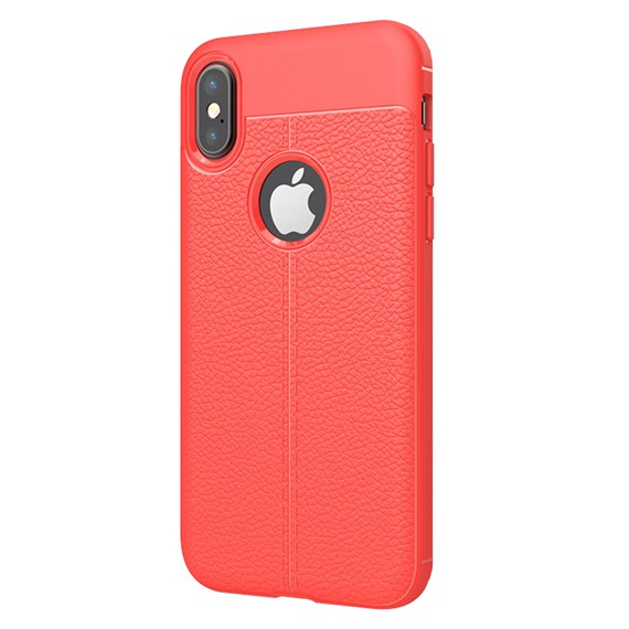 Microsonic Apple iPhone XS 5 8 Kılıf Deri Dokulu Silikon Kırmızı 2