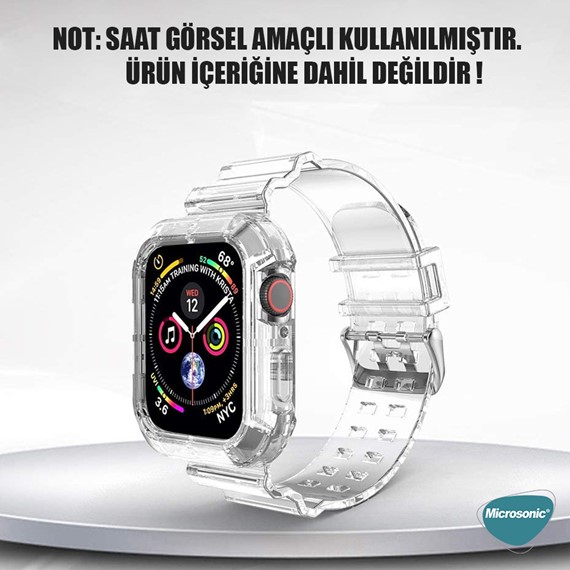 Microsonic Apple Watch SE 2022 44mm Kordon Transparent Clear Band Şeffaf 2