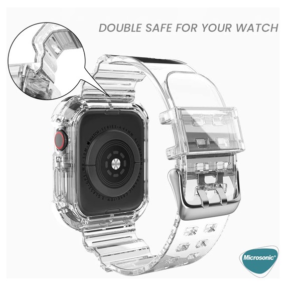 Microsonic Apple Watch Series 6 40mm Kordon Transparent Clear Band Şeffaf 3