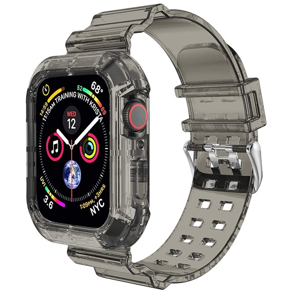 Microsonic Apple Watch Series 4 44mm Kordon Transparent Clear Band Siyah 1